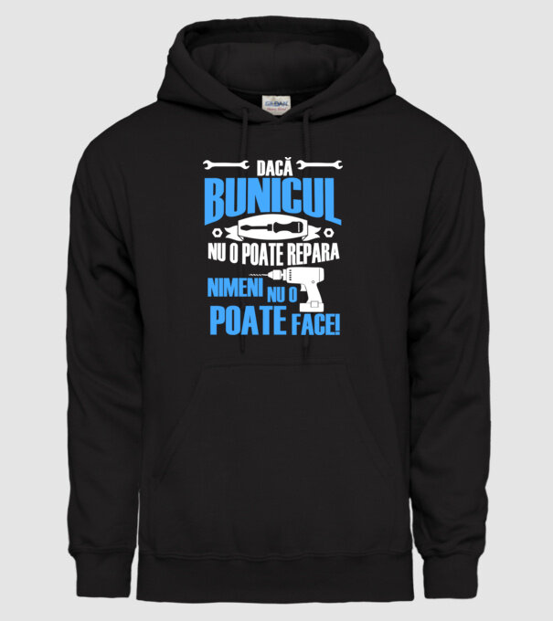 Dacă bunicul nu o poate repara, nimeni nu o poate face! model negru pe tricou