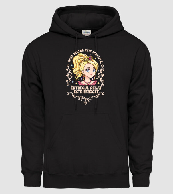 Dacă regina este fericită, întregul regat este fericit. model negru pe tricou