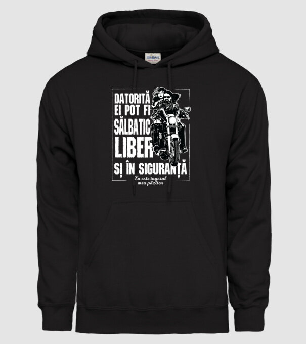 datorită ei pot fi sălbatic, liber și în siguranță - ea este îngerul meu păzitor model negru pe tricou