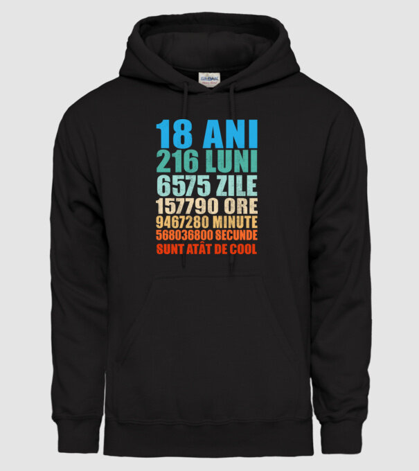 De 18 ani - luni - zile - ore - minute - secunde - sunt atât de cool model negru pe tricou