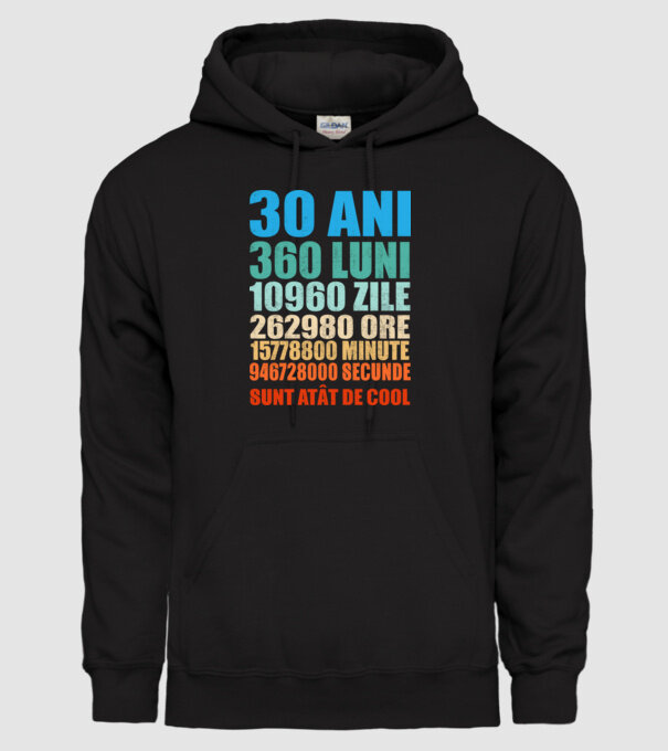 De 30 ani - luni - zile - ore - minute - secunde - sunt atât de cool model negru pe tricou