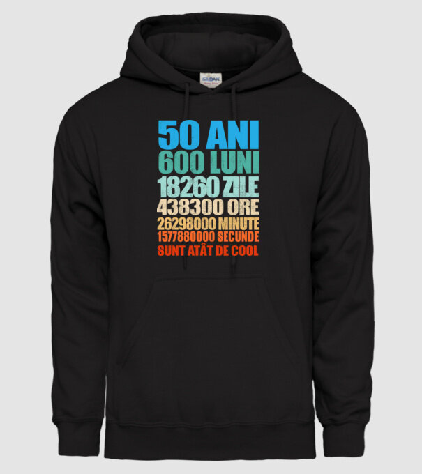 De 50 ani - luni - zile - ore - minute - secunde - sunt atât de cool model negru pe tricou