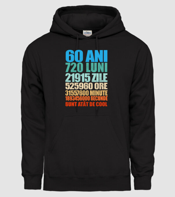De 60 ani - luni - zile - ore - minute - secunde - sunt atât de cool model negru pe tricou