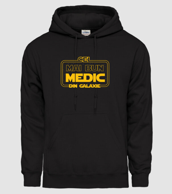 Cel mai bun medic din galaxie model negru pe tricou