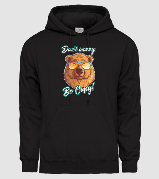 Don't worry be Capy model negru pe tricou