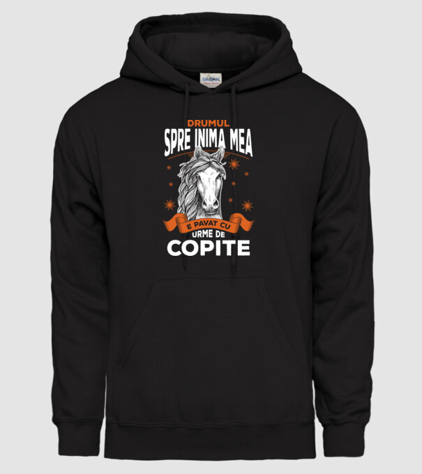 drumul spre inima mea e pavat cu urme de copite model negru pe tricou