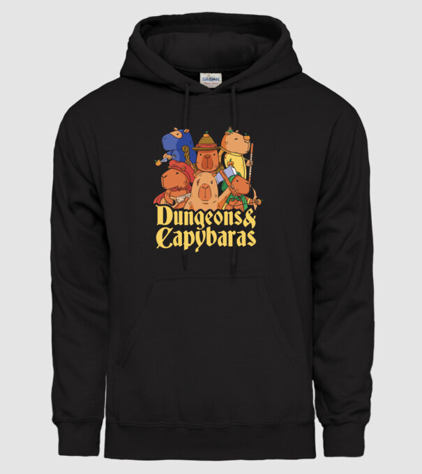 Dungeons and Capybaras model negru pe tricou