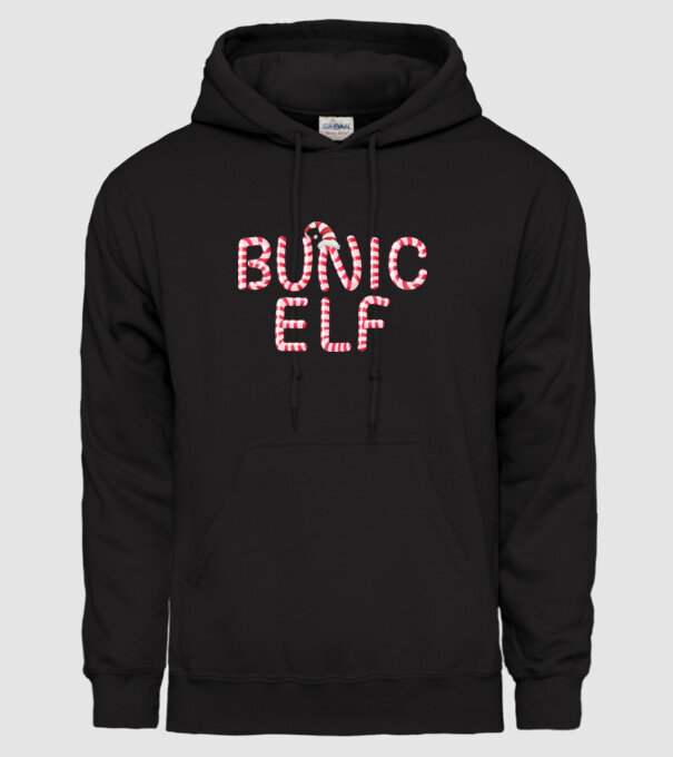 bunic elf model negru pe tricou