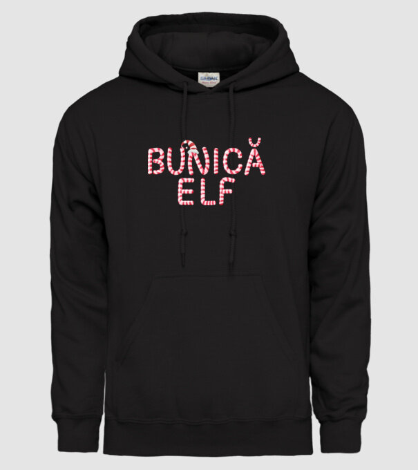 bunică elf model negru pe tricou