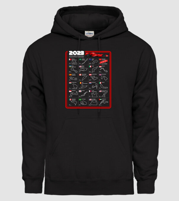 F1 2023 Formula Grand prix calendar model negru pe tricou