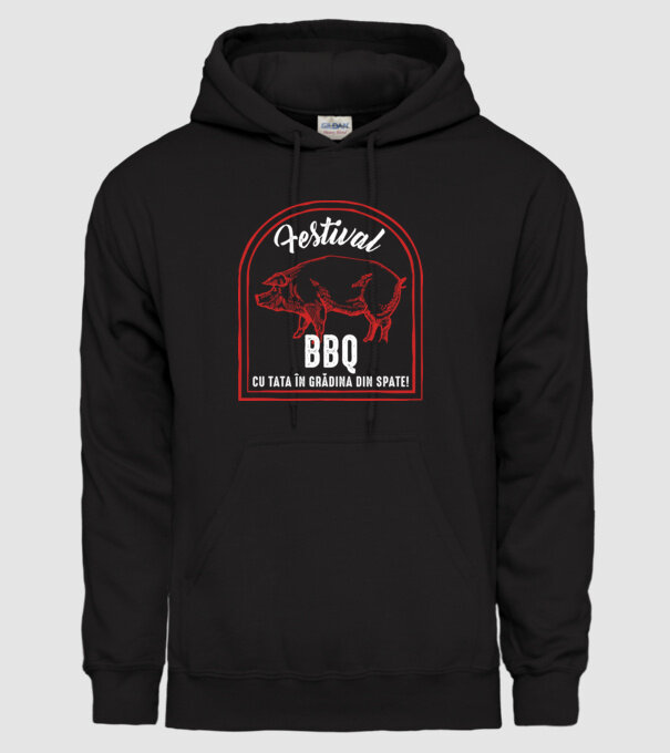 Festival BBQ - cu tata în grădina din spate! model negru pe tricou