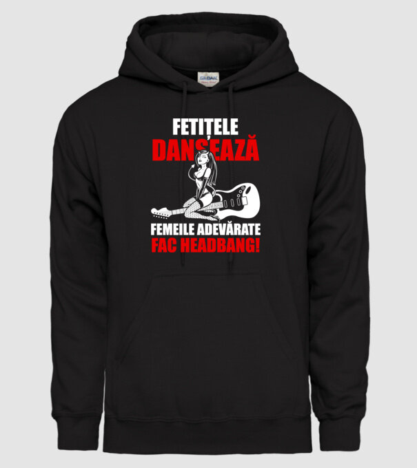 fetițele dansează, femeile adevărate fac headbang! model negru pe tricou