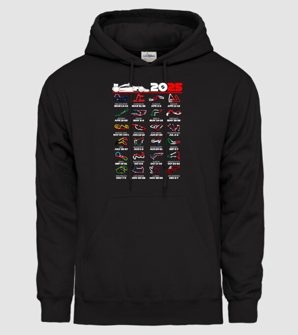 F1 calendar 2025 Negru model negru pe tricou