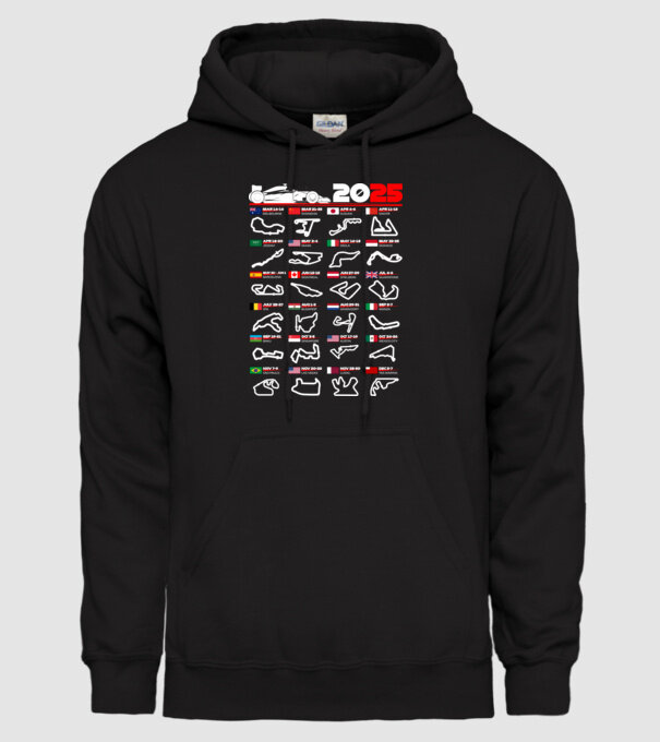 F1 calendar 2025 negru model negru pe tricou