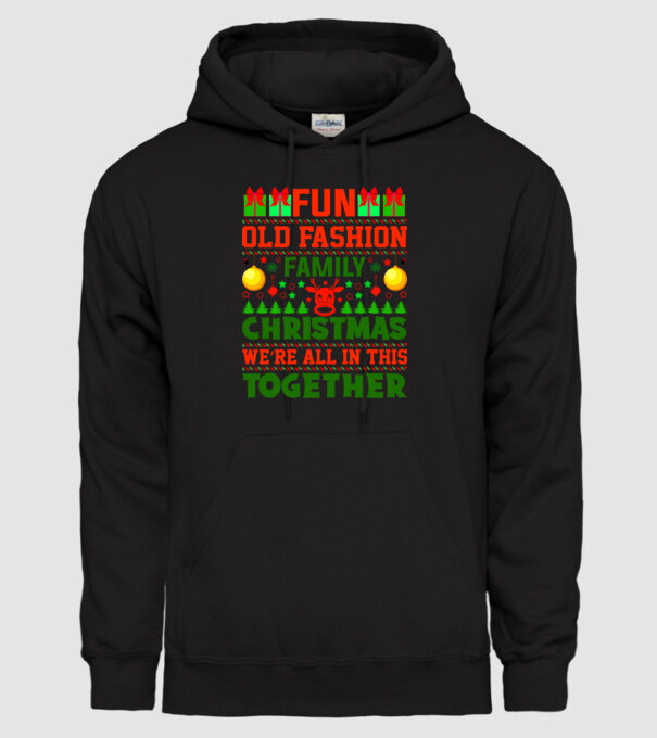 fun old fashion family christmas model negru pe tricou