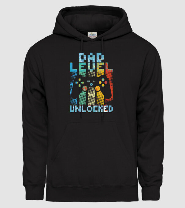 Gamer Dad level unlocked model negru pe tricou