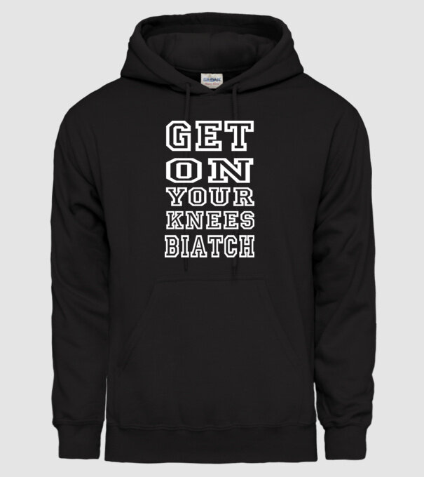 GET ON KNEES model negru pe tricou