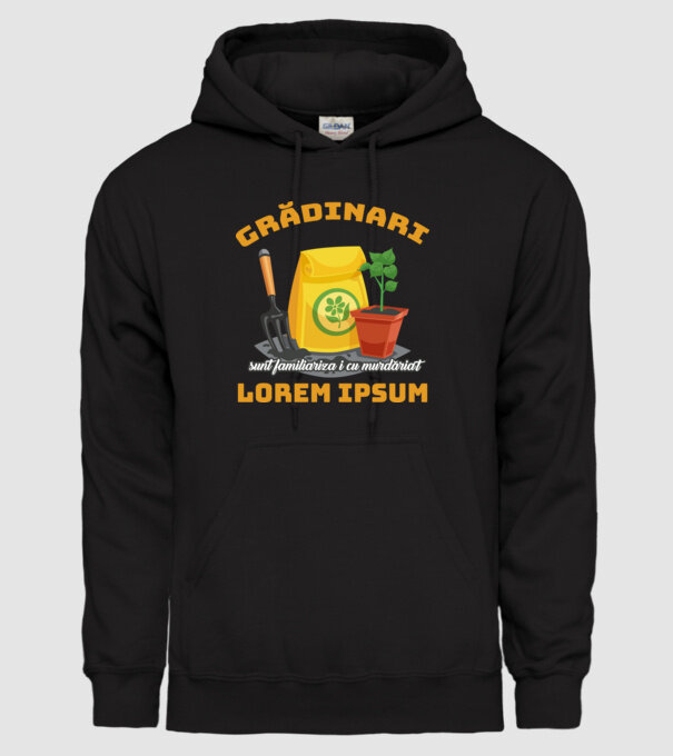 Grădinari model negru pe tricou