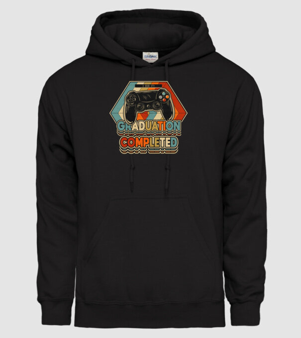 Graduatuion completed retro model negru pe tricou