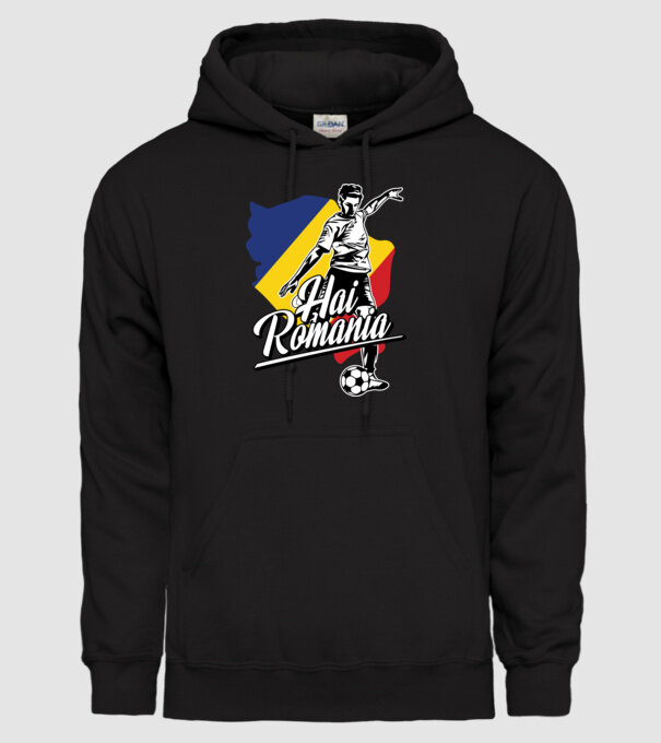 Hai romania fotbal model negru pe tricou