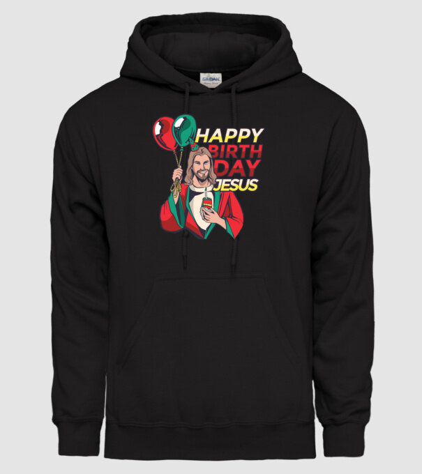 Happy Birtday Jesus! model negru pe tricou