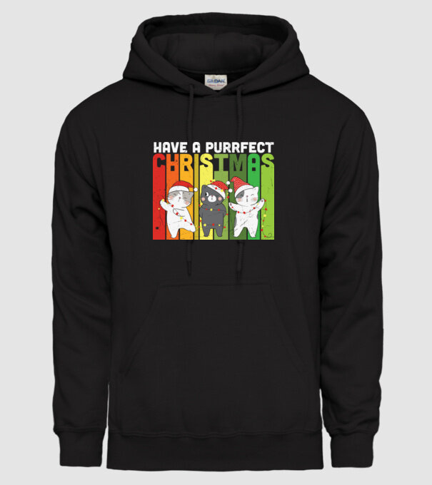 Have a purrfect christmas model negru pe tricou