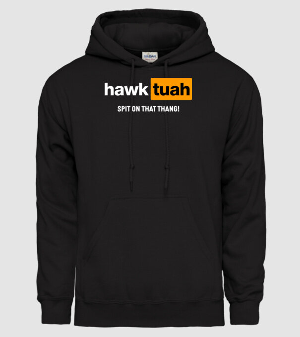 hawk tuah pornhub mix model negru pe tricou