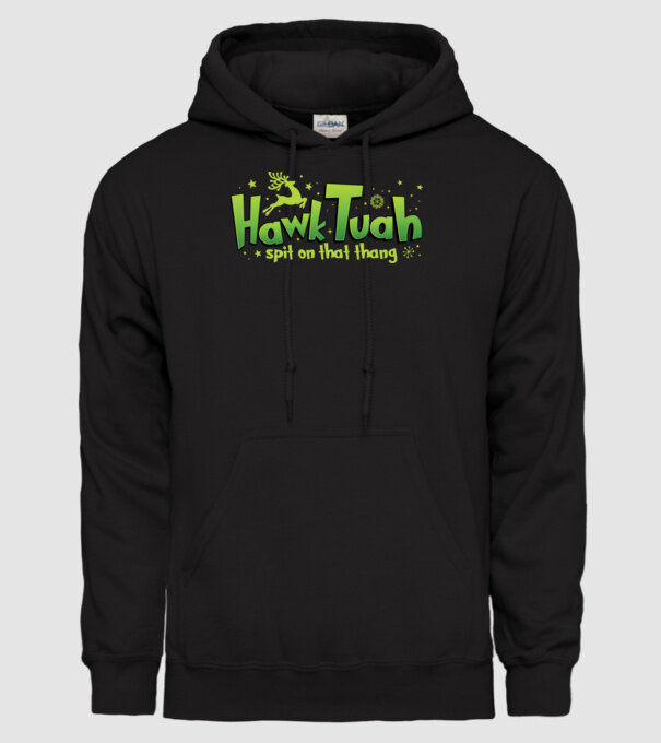 Hawk tuah xmas model negru pe tricou