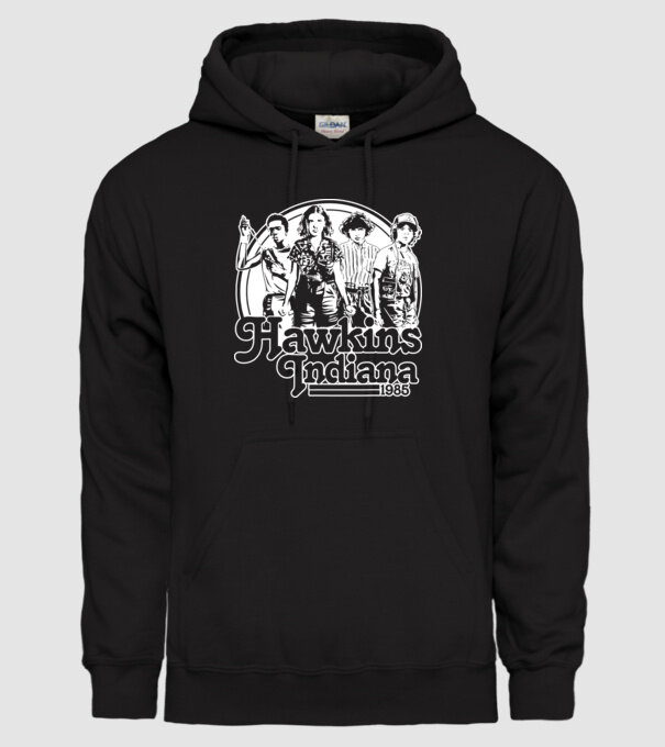 hawkins indiana stranger things2 model negru pe tricou