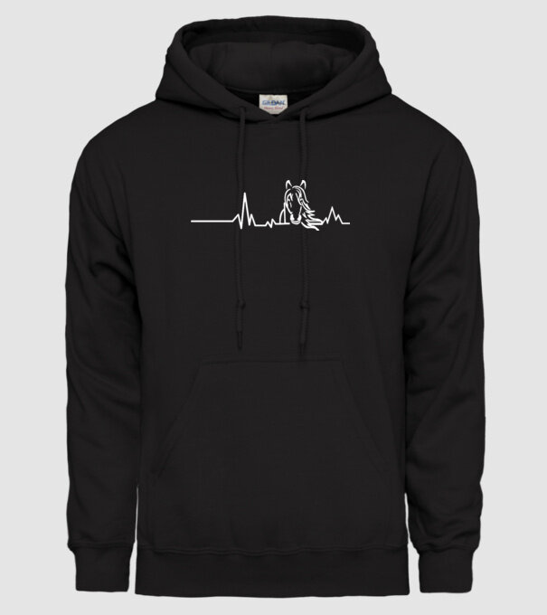 heartbeat cu cal model negru pe tricou