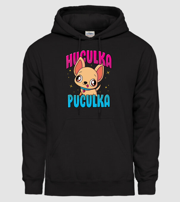 Huculka Puculka chivava model negru pe tricou