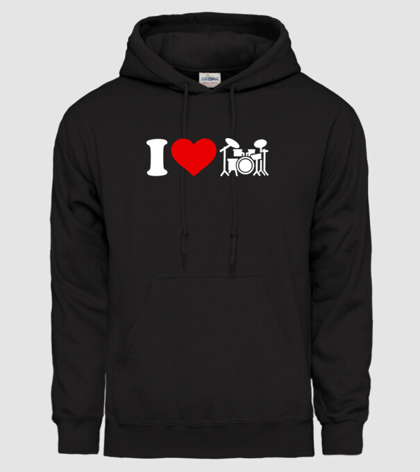 I love drum model negru pe tricou