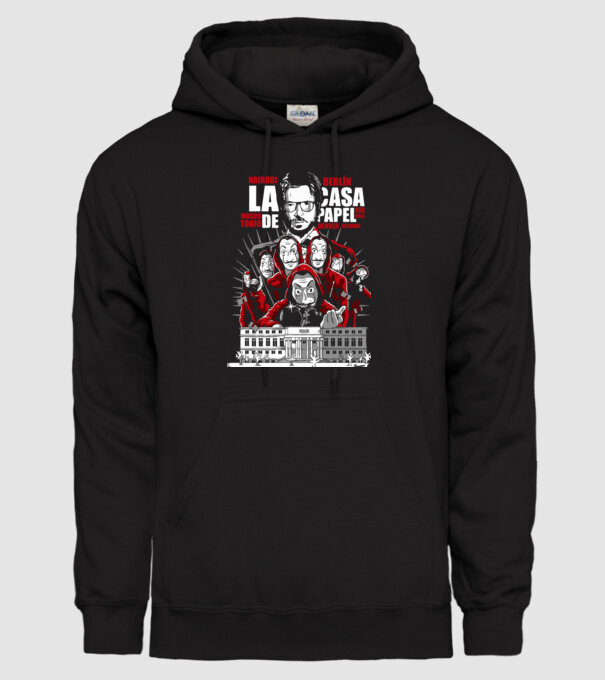la casa de papel family model negru pe tricou