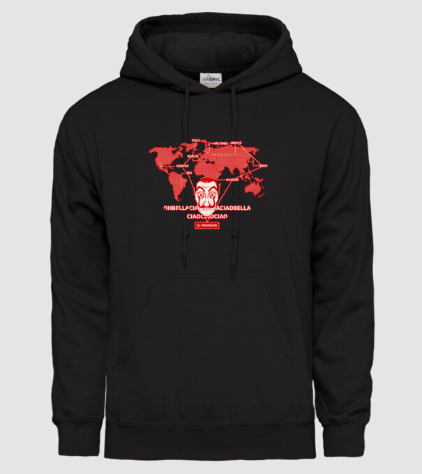 la casa de papel map model negru pe tricou
