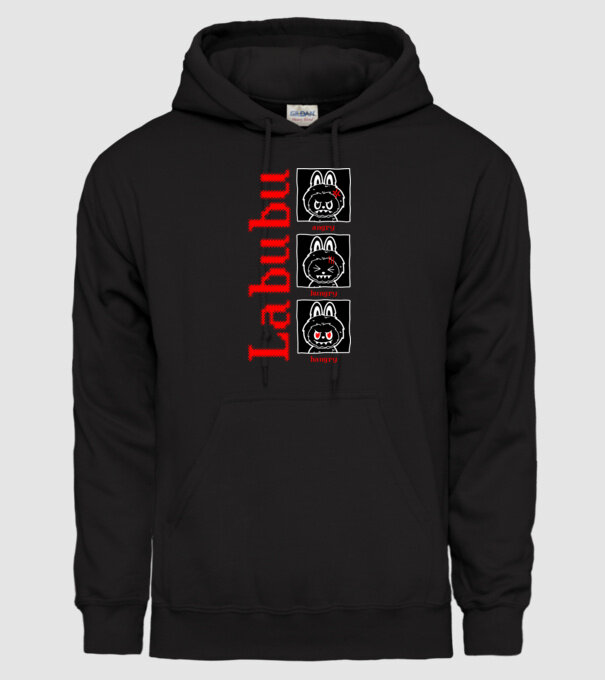 Labubu moods model negru pe tricou