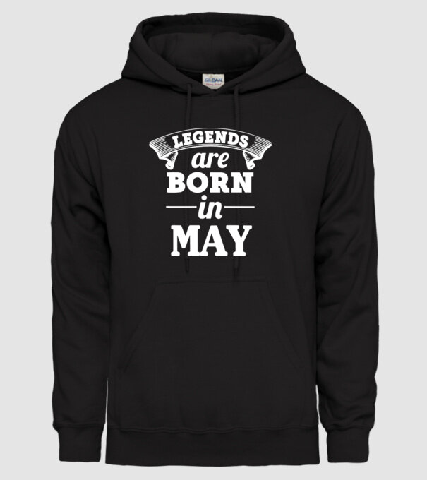 Legends are born in May model negru pe tricou