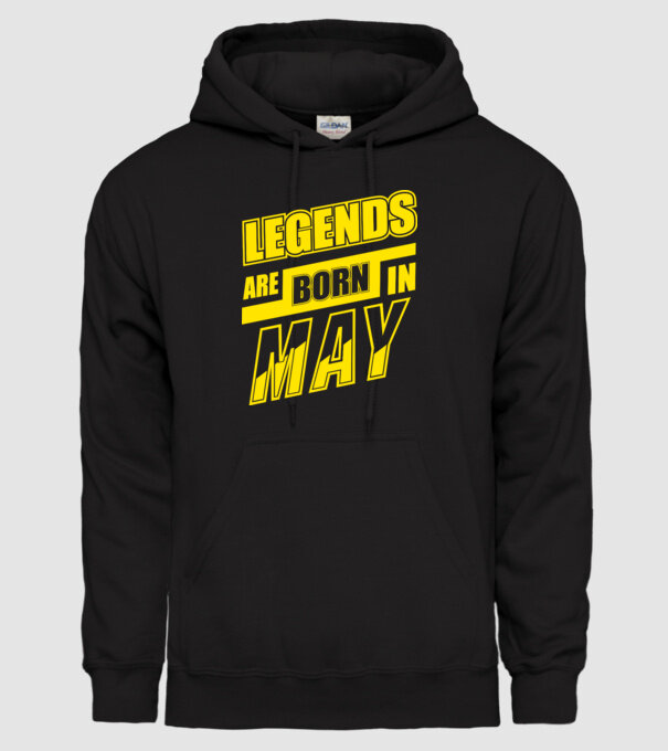 Legends are born in May model negru pe tricou