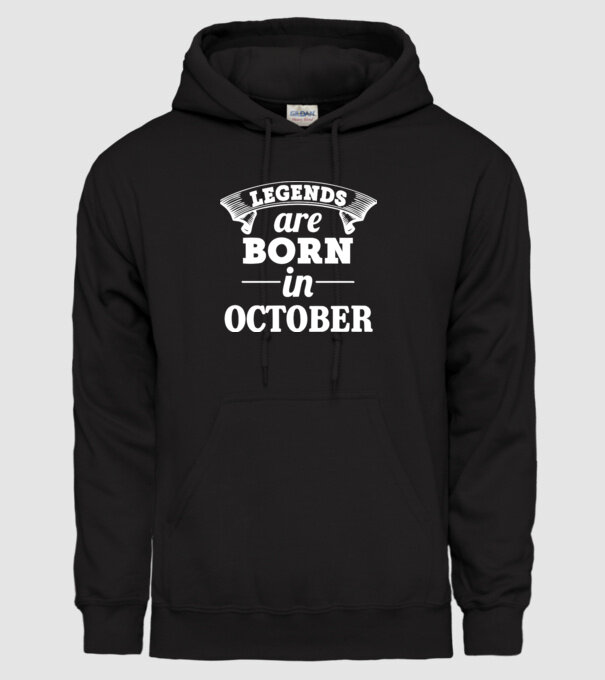 Legends are born in - October model negru pe tricou