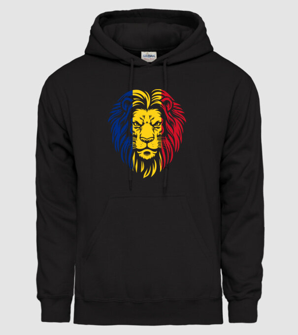 Leul românesc model negru pe tricou