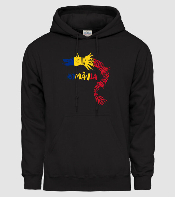 Lupul dacic model negru pe tricou