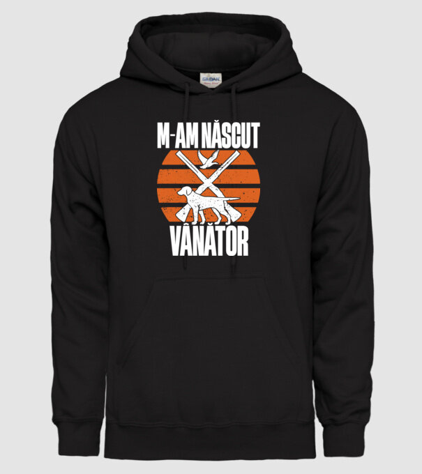 M-am născut vânător model negru pe tricou
