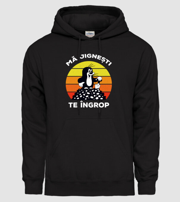 mă jignești, te îngrop model negru pe tricou