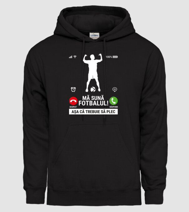Mă sună fotbalul model negru pe tricou
