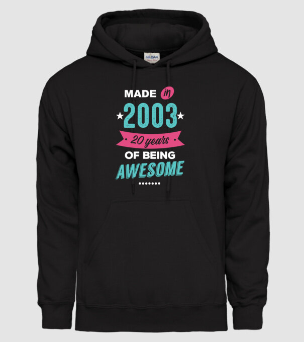 Made in 2003 model negru pe tricou