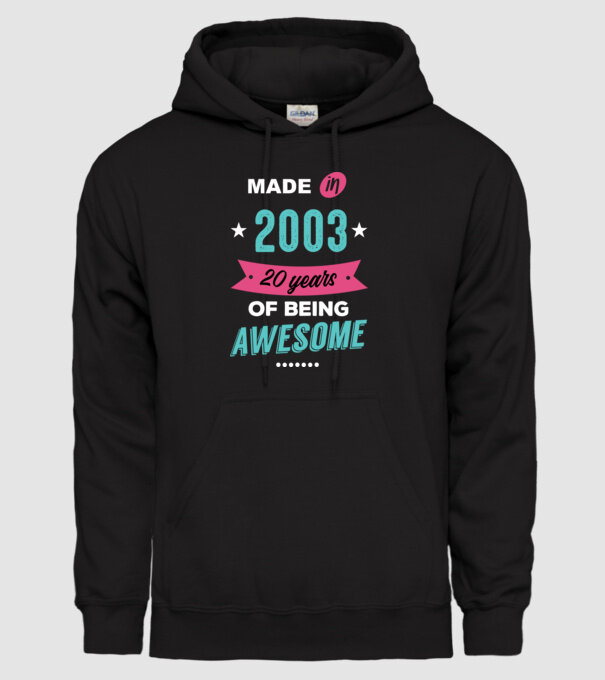 MADE IN 2003 model negru pe tricou