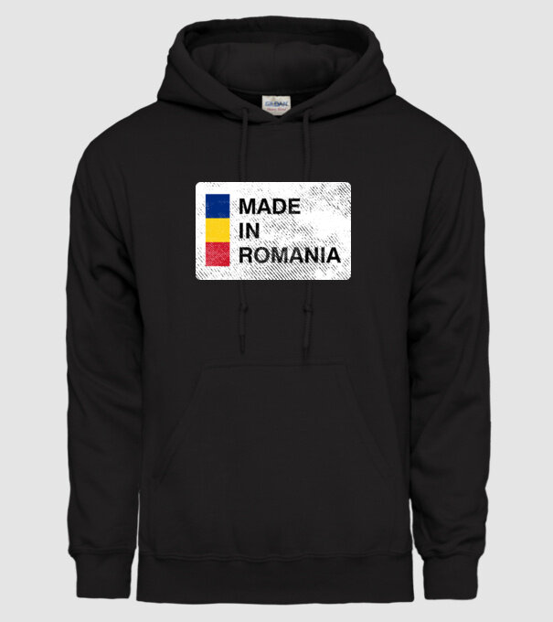 made in romania model negru pe tricou