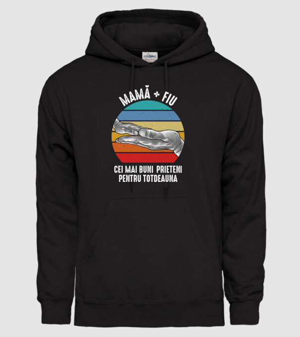 Mamă + fiu - Cei mai buni prieteni pentru totdeauna model negru pe tricou