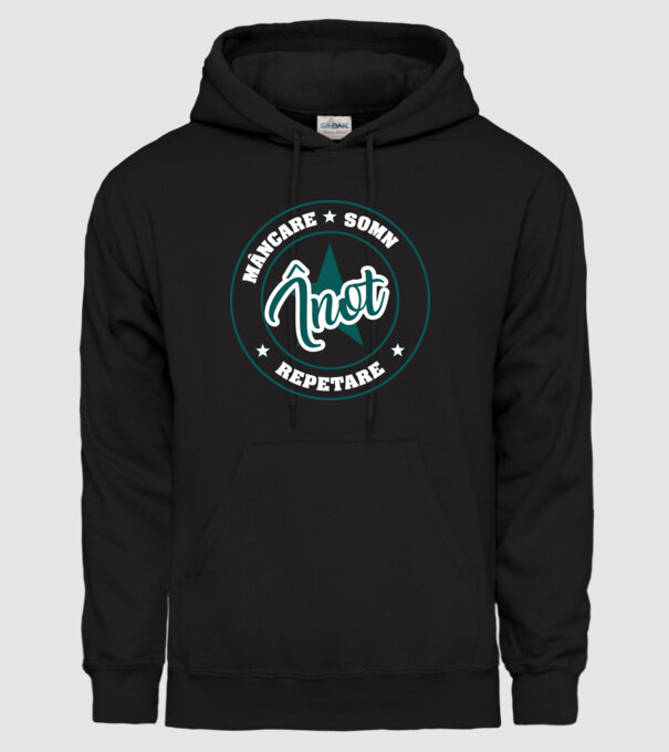 mâncare somn repetare ÎNOT model negru pe tricou