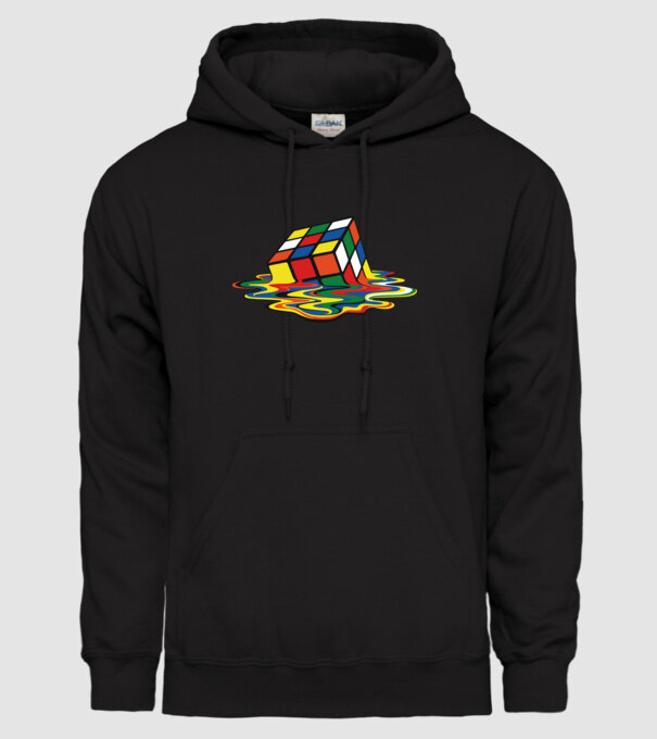 Melting Rubik model negru pe tricou