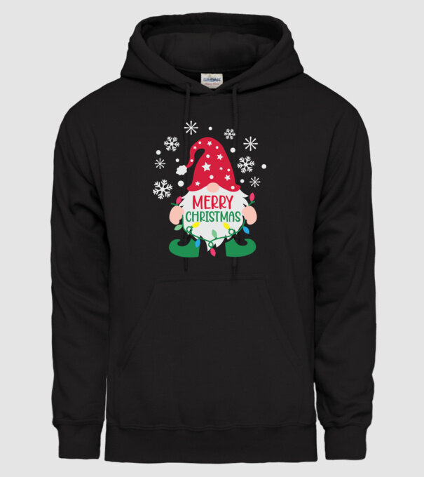 Merry christmas gnome model negru pe tricou